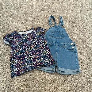 Vigoss Denim Shorts Overalls and T-Shirt